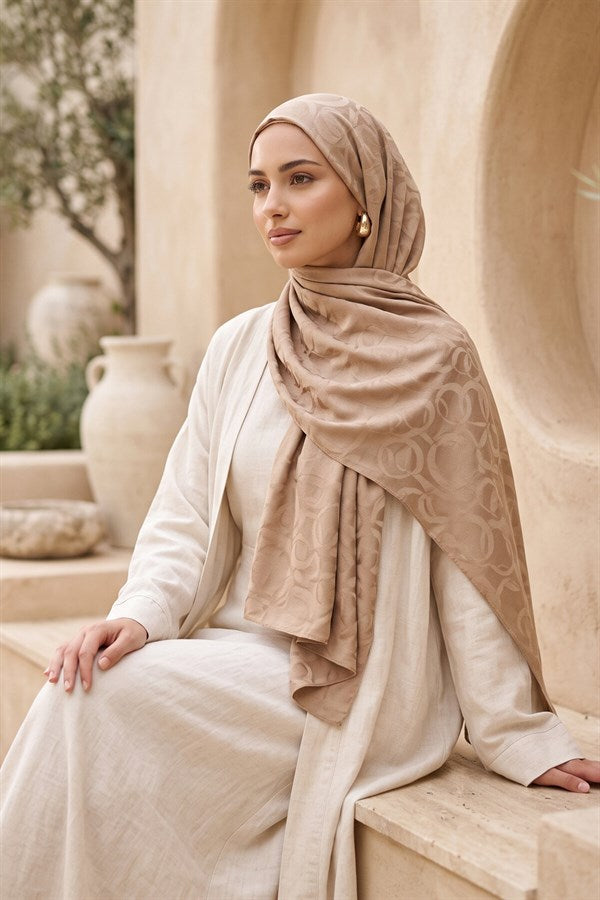 Modern Ring Pattern Jacquard Shawl Series Beige