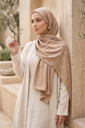 Modern Ring Pattern Jacquard Shawl Series Beige