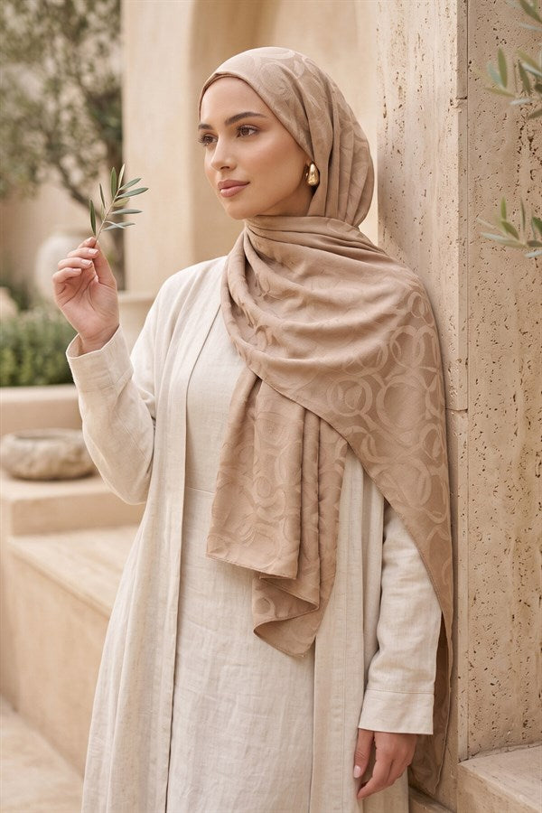 Modern Ring Pattern Jacquard Shawl Series Beige
