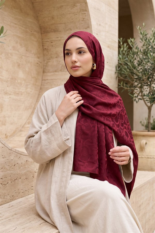 Modern Ring Pattern Jacquard Shawl Series Burgundy