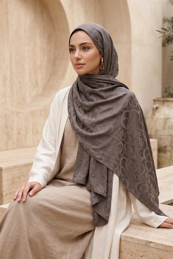 Modern Ring Pattern Jacquard Shawl Series Smoke Grey