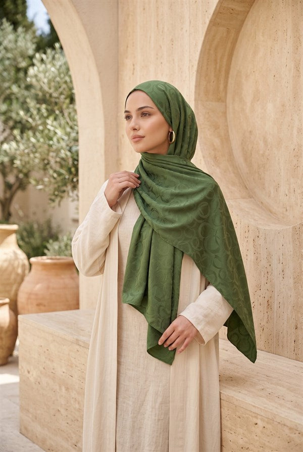Modern Ring Pattern Jacquard Shawl Series Khaki
