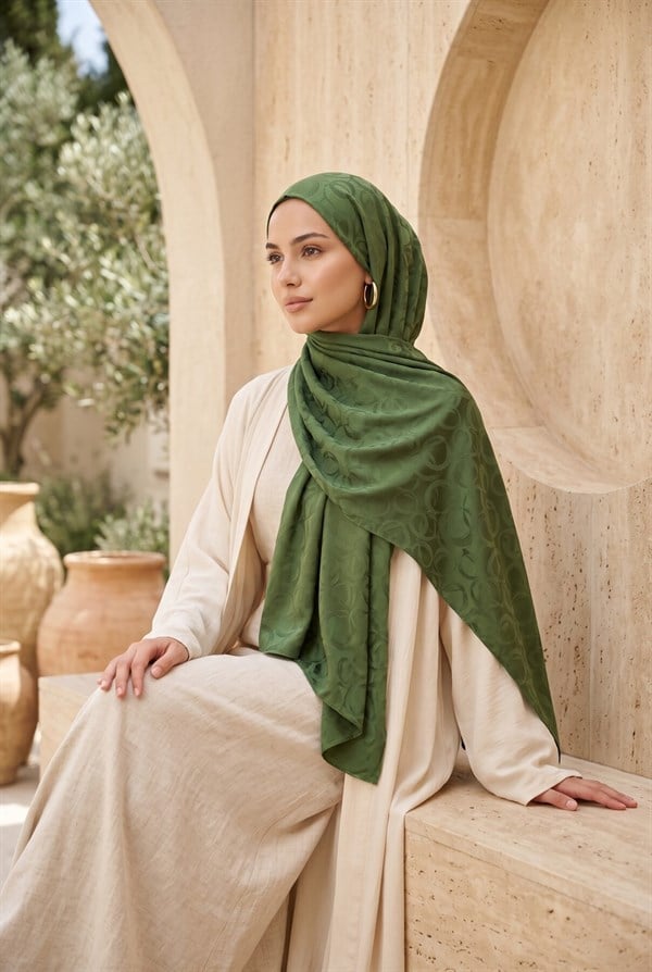 Modern Ring Pattern Jacquard Shawl Series Khaki