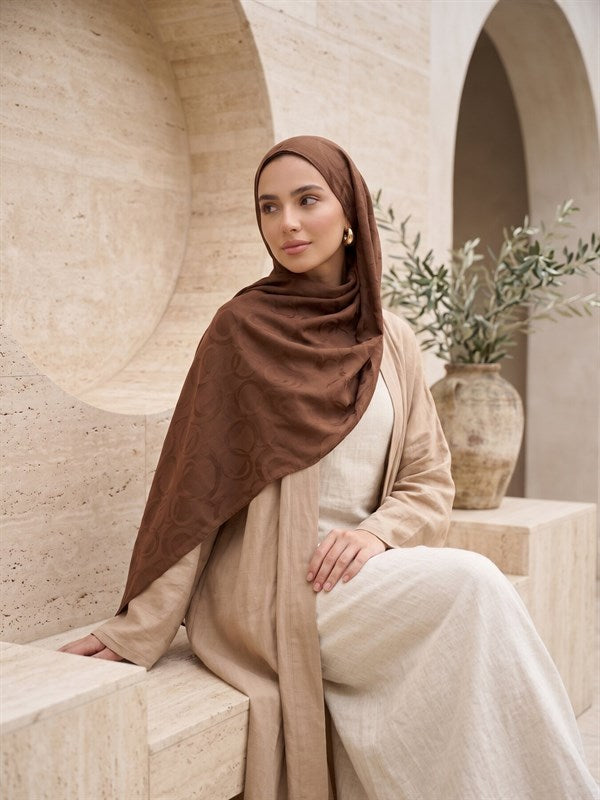 Modern Ring Pattern Jacquard Shawl Series Coffee