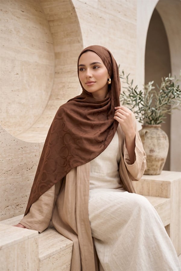 Modern Ring Pattern Jacquard Shawl Series Coffee