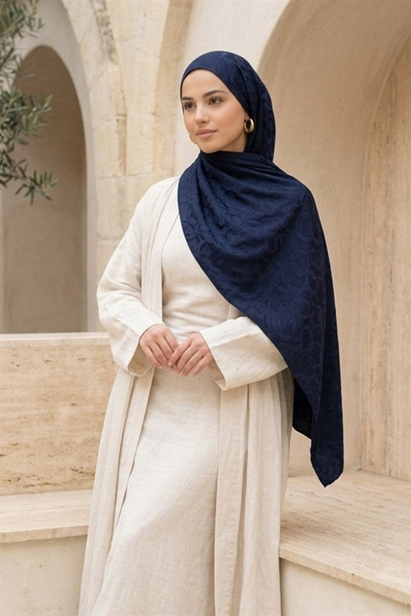 Modern Ring Pattern Jacquard Shawl Series Navy Blue