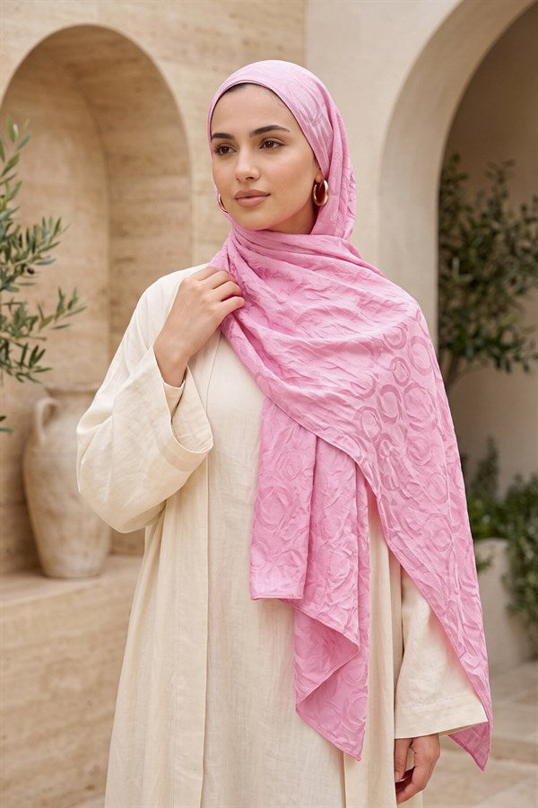 Modern Ring Pattern Jacquard Scarf Series Pink