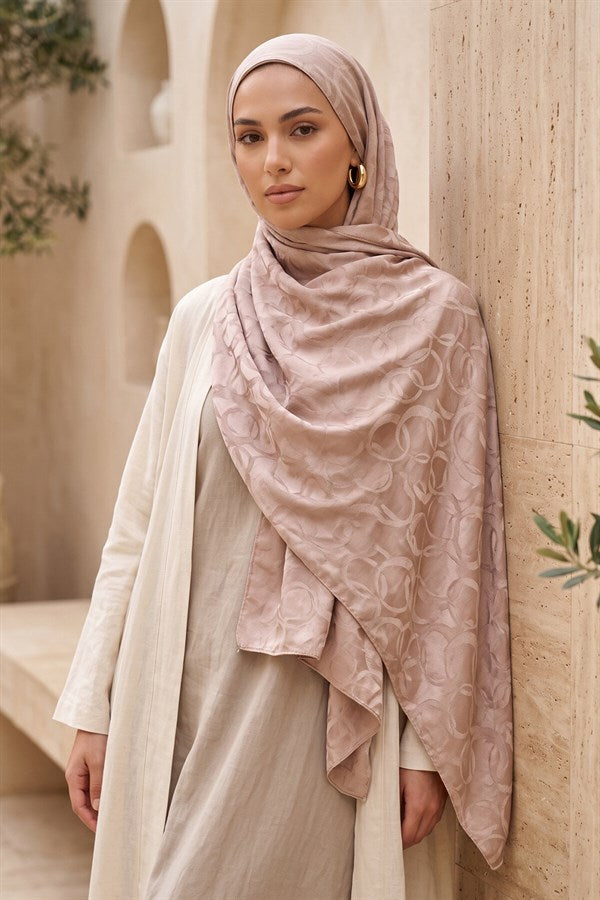Modern Ring Pattern Jacquard Scarf Series Powder Pink