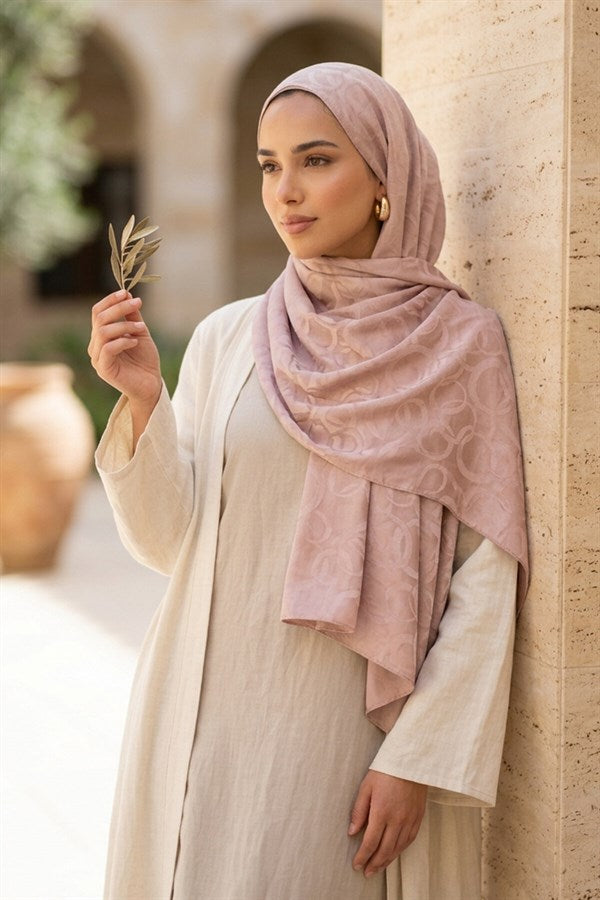 Modern Ring Pattern Jacquard Scarf Series Powder Pink