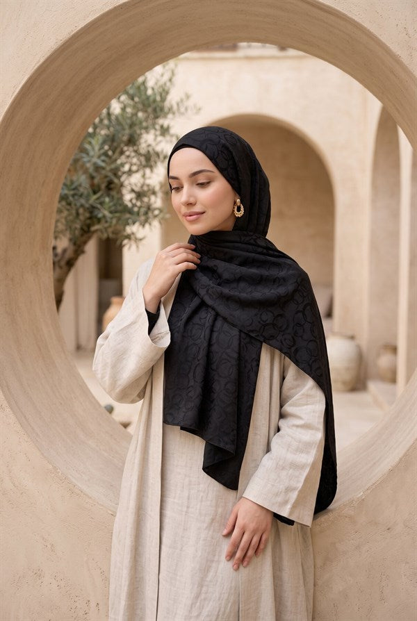 Modern Ring Pattern Jacquard Shawl Series Black