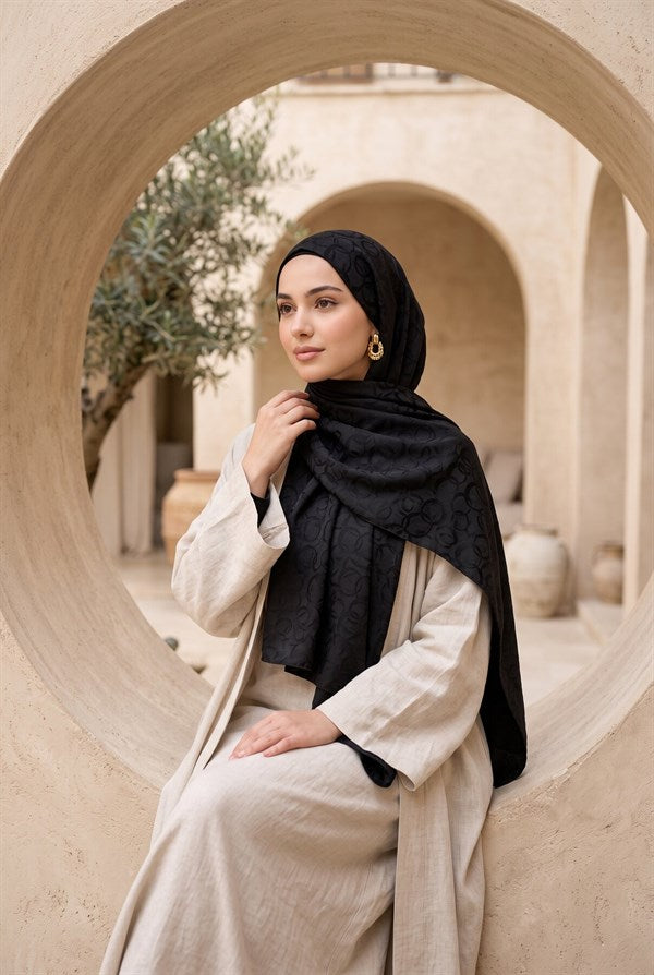 Modern Ring Pattern Jacquard Shawl Series Black