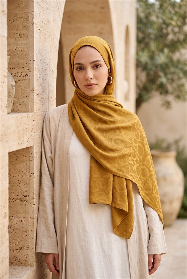 Modern Ring Pattern Jacquard Shawl Series, Tan