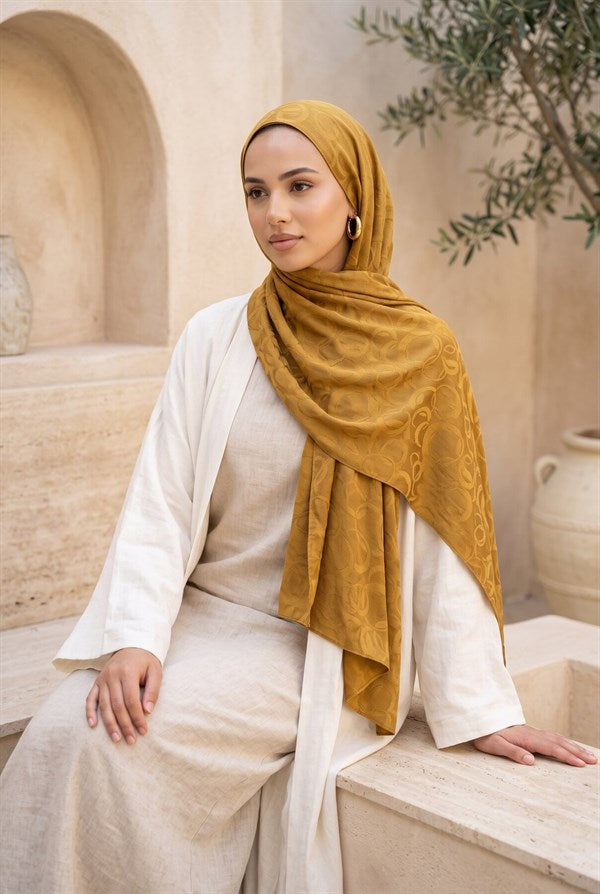 Modern Ring Pattern Jacquard Shawl Series, Tan
