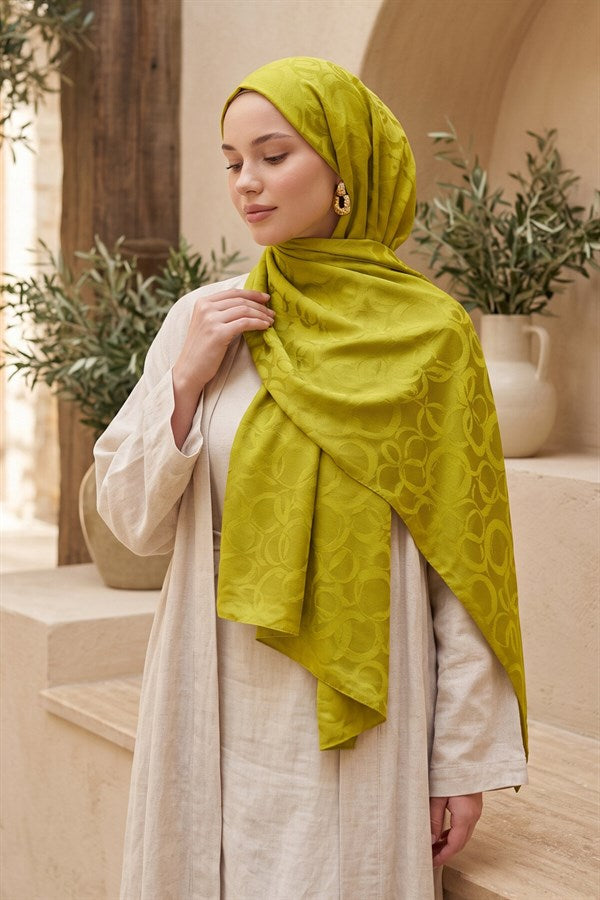 Modern Ring Pattern Jacquard Shawl Series, Olive Green