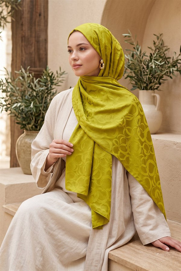 Modern Ring Pattern Jacquard Shawl Series, Olive Green