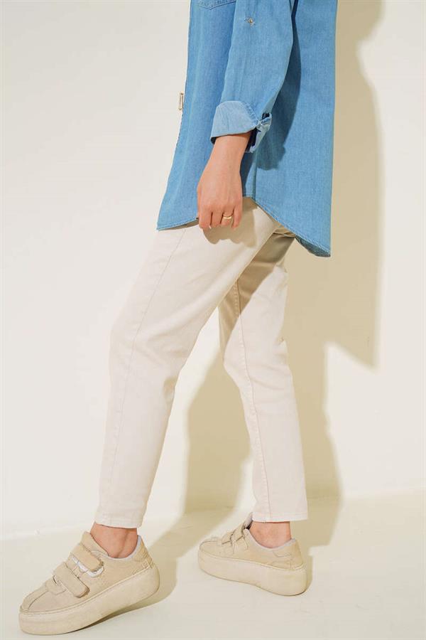 Mom Skinny Leg Trousers Stone