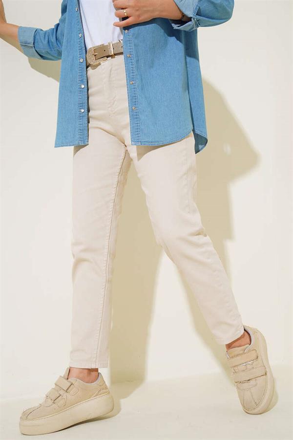 Mom Skinny Leg Trousers Stone
