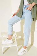  Mom Friend Plain Jeans Snow Wash