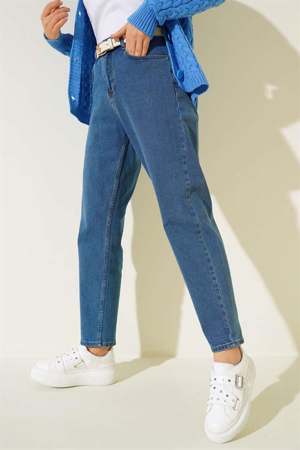 Mom Friend Straight Jeans Denim Blue