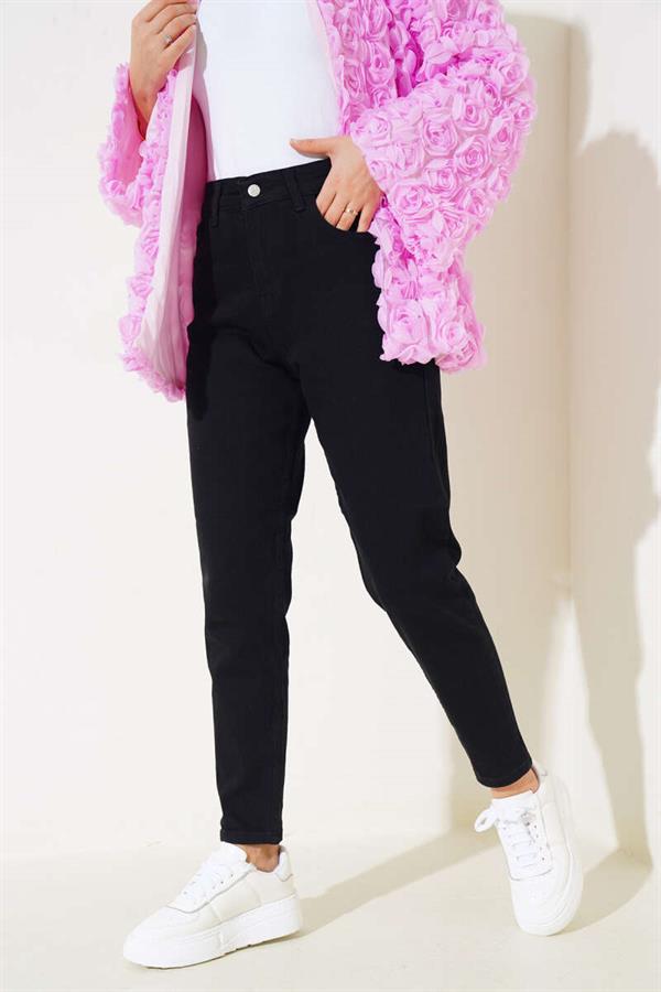 Mom Friend Straight Jeans Black
