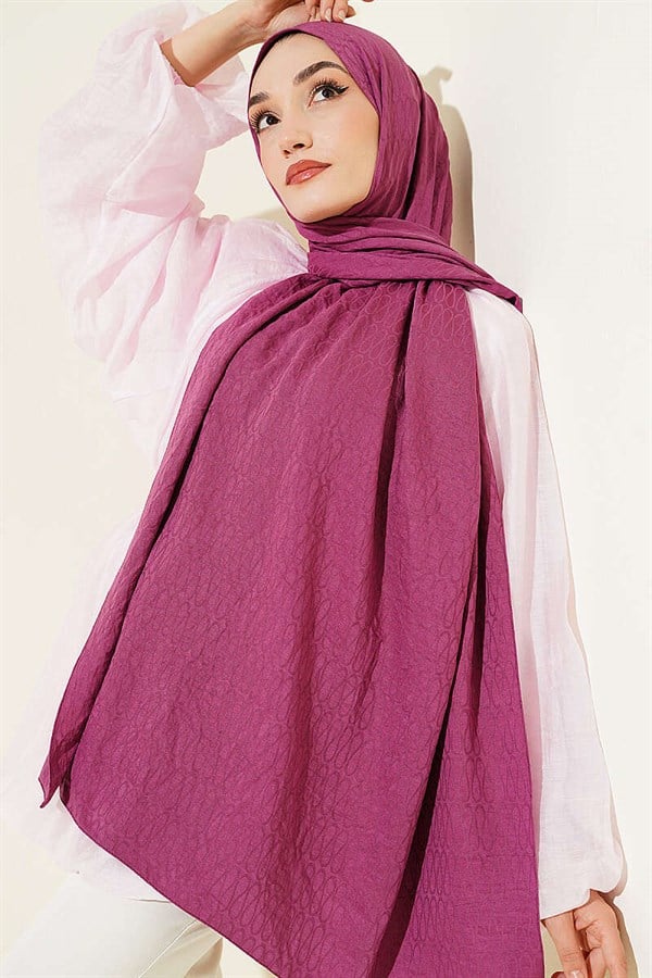 Monogram Pattern Cotton Ayrobin Scarf, Purple