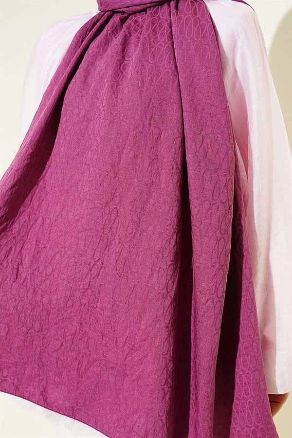 Monogram Pattern Cotton Ayrobin Scarf, Purple