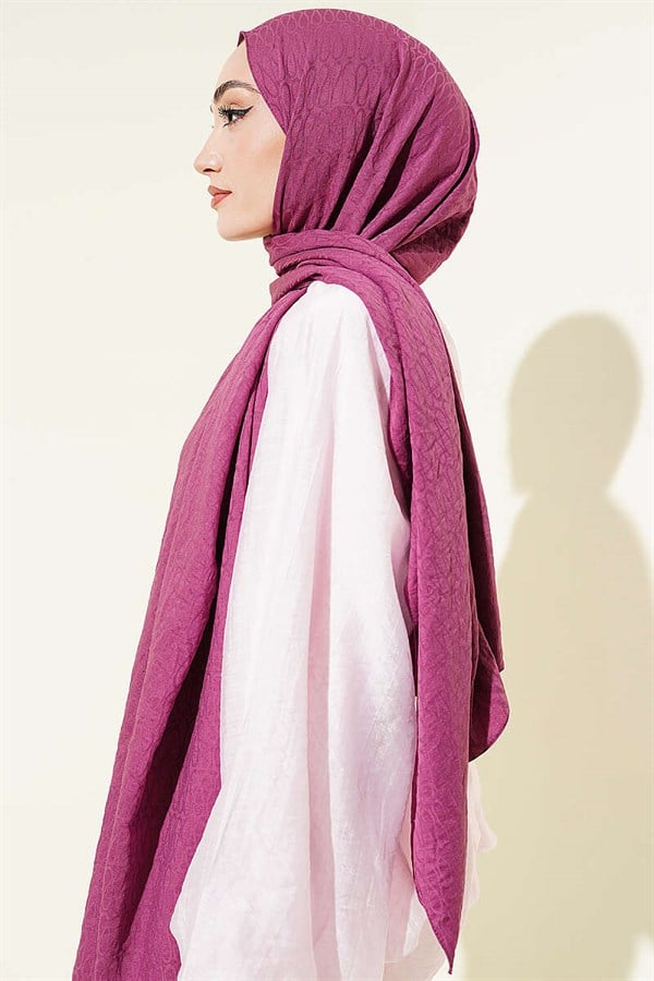 Monogram Pattern Cotton Ayrobin Scarf, Purple