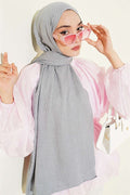 Monogram Pattern Cotton Ayrobin Scarf Grey
