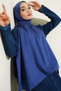 Monogram Pattern Cotton Ayrobin Scarf Indigo