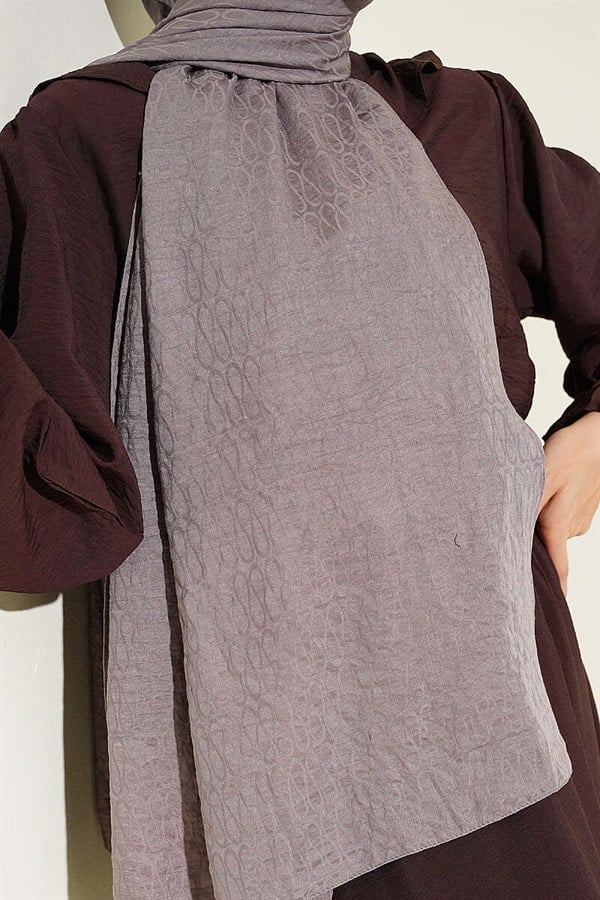 Monogram Pattern Cotton Ayrobin Scarf, Slate Grey