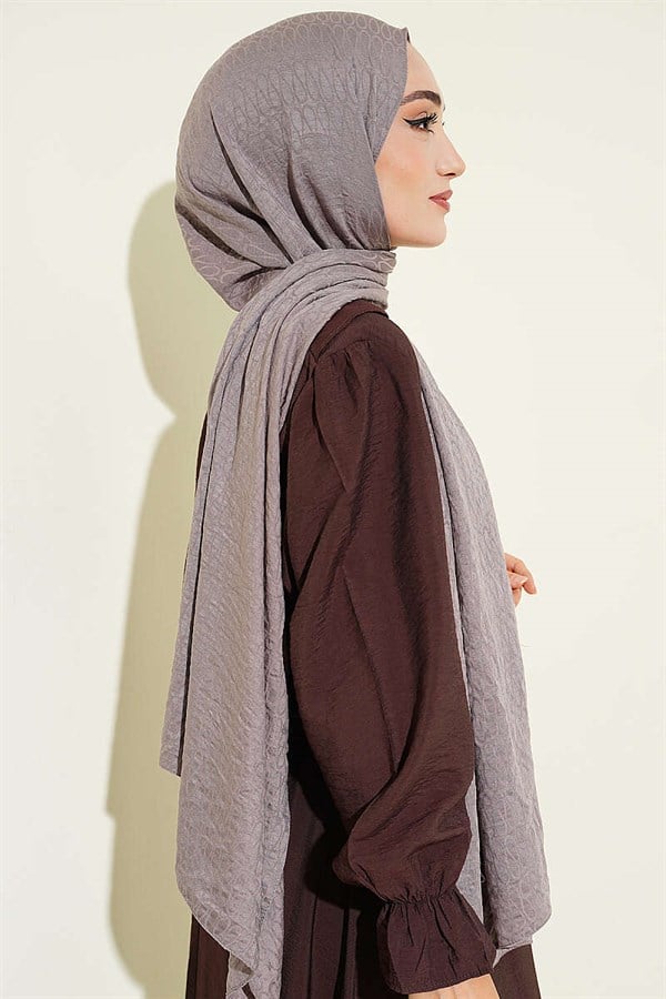 Monogram Pattern Cotton Ayrobin Scarf, Slate Grey