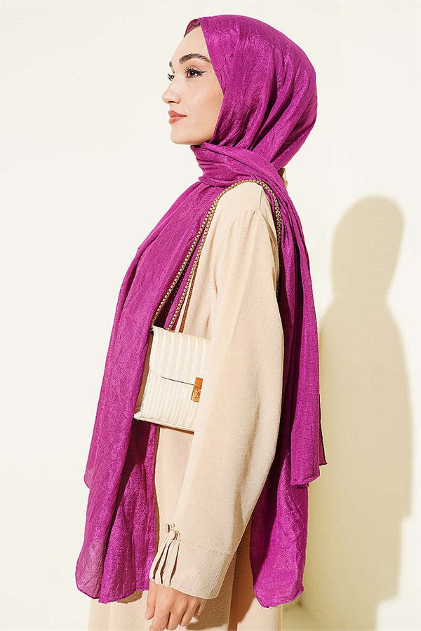 Monogram Patterned Knit Scarf, Purple