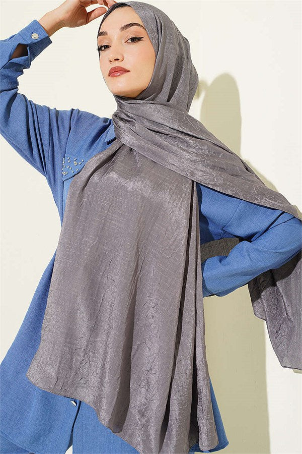 Monogram Patterned Scarf, Smoke Grey