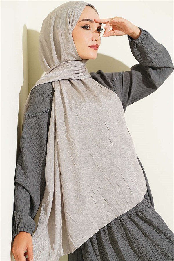 Monogram Patterned Crush Scarf Grey