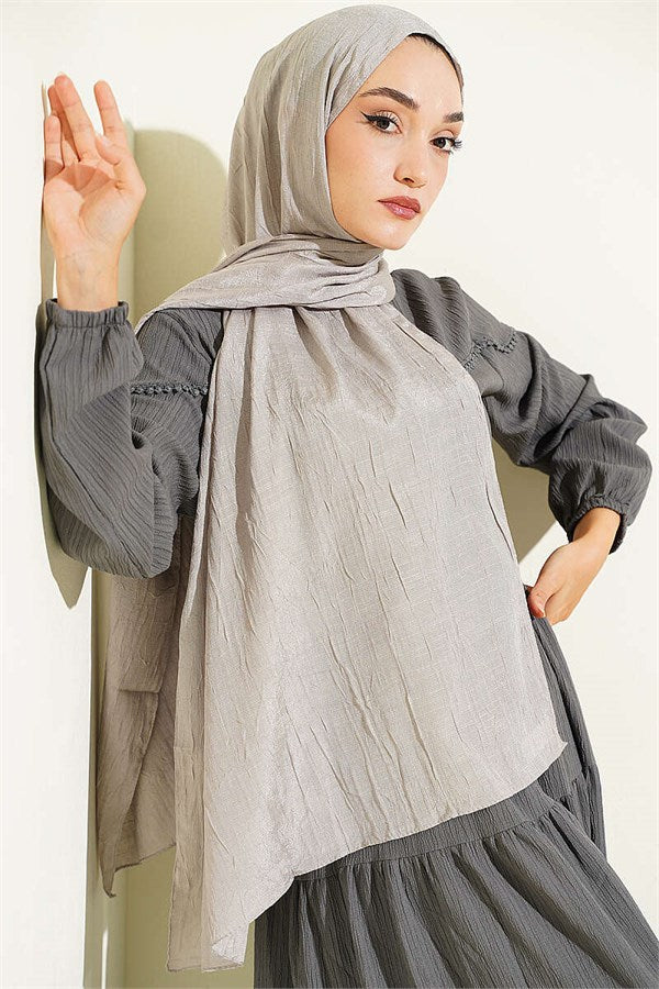 Monogram Patterned Crush Scarf Grey