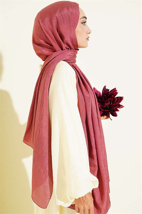 Monogram Patterned Crush Scarf, Rose Pink