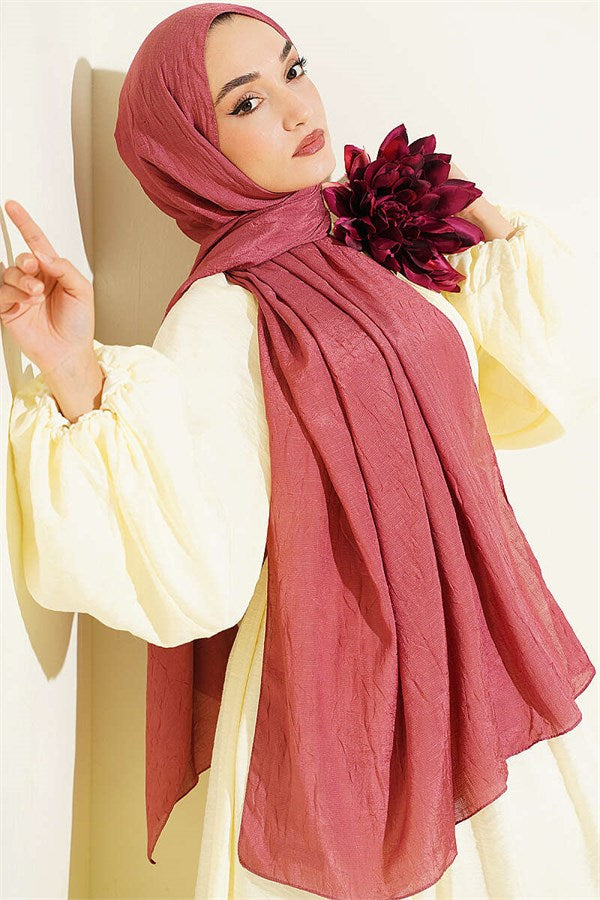 Monogram Patterned Crush Scarf, Rose Pink
