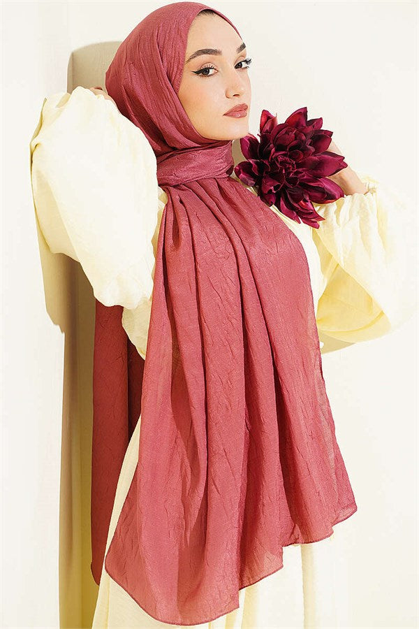 Monogram Patterned Crush Scarf, Rose Pink