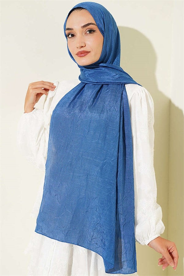 Monogram Patterned Knit Scarf Indigo