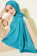 Monogram Patterned Knit Scarf Dark Turquoise