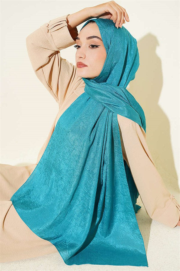 Monogram Patterned Knit Scarf Dark Turquoise