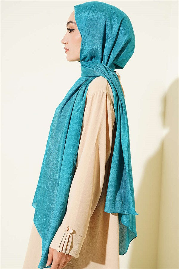 Monogram Patterned Knit Scarf Dark Turquoise
