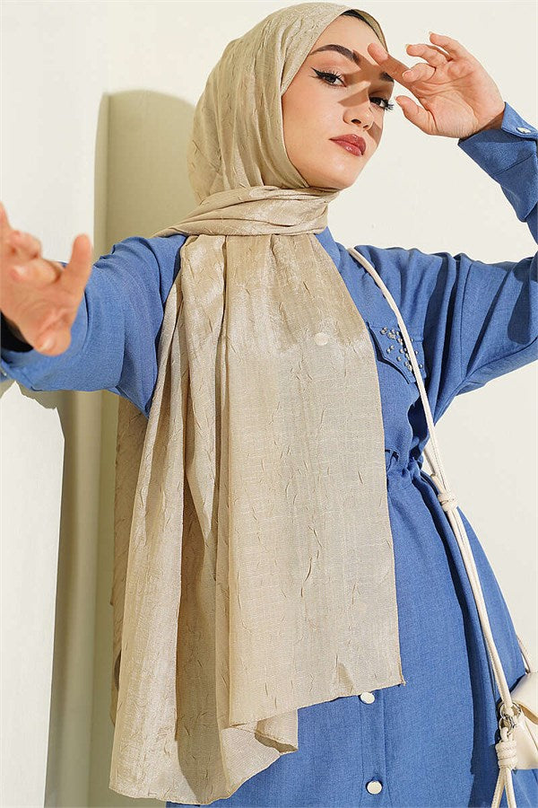 Monogram Patterned Crash Scarf, Sand Beige