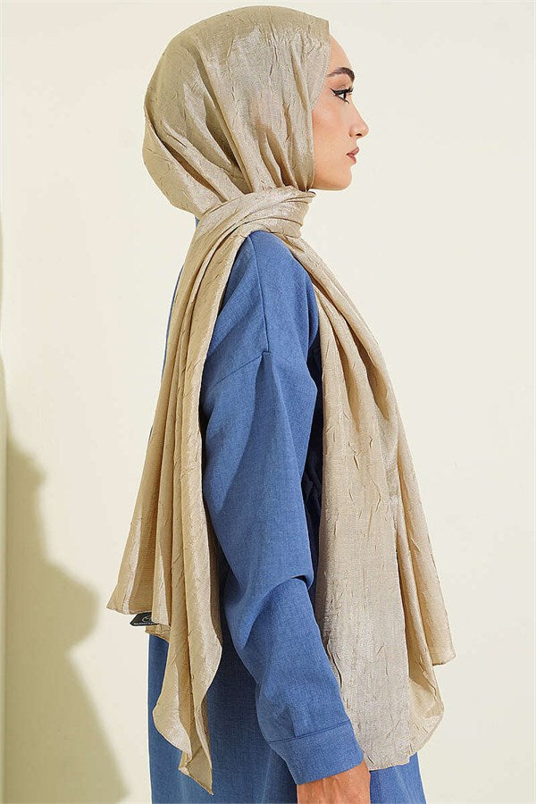 Monogram Patterned Crash Scarf, Sand Beige