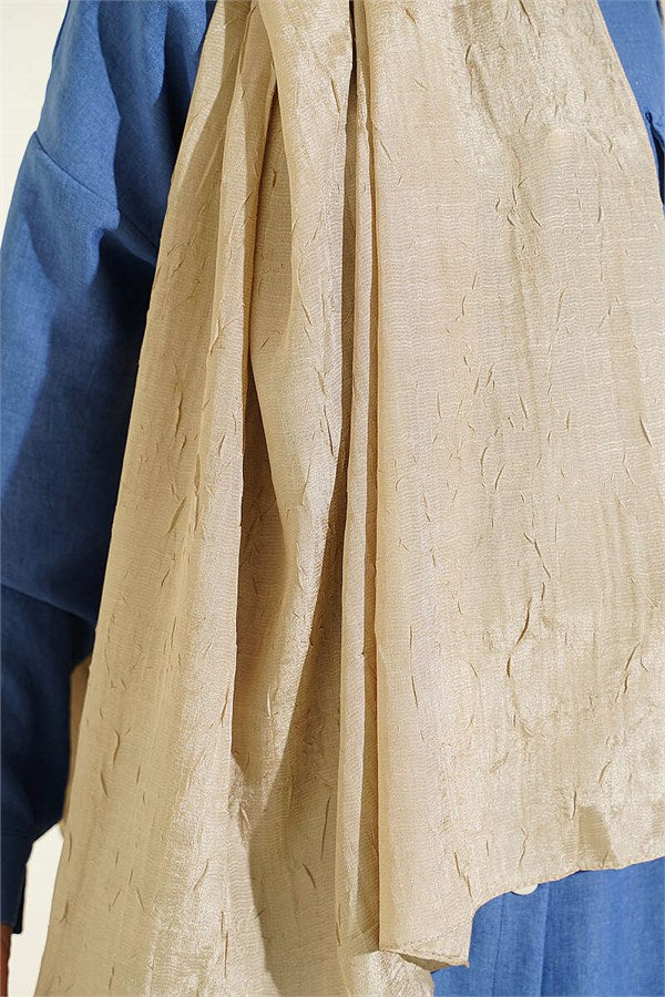 Monogram Patterned Crash Scarf, Sand Beige