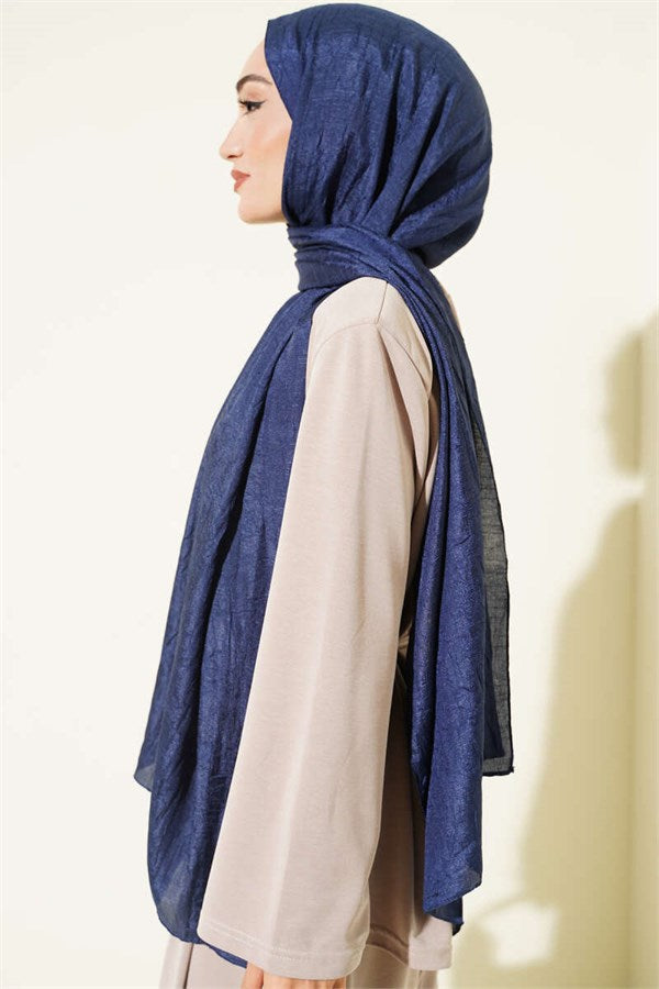 Monogram Patterned Crush Scarf Navy Blue