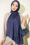 Monogram Patterned Crush Scarf Navy Blue