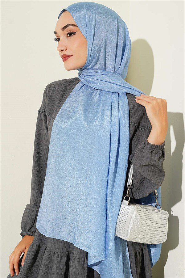 Monogram Patterned Knit Scarf, Blue