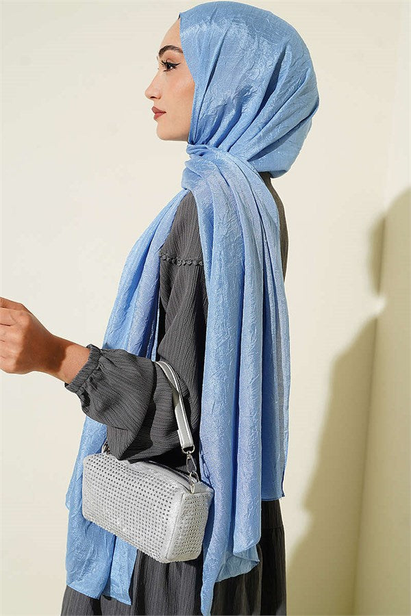 Monogram Patterned Knit Scarf, Blue