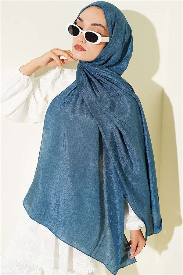 Monogram Patterned Scarf in Petrol Blue